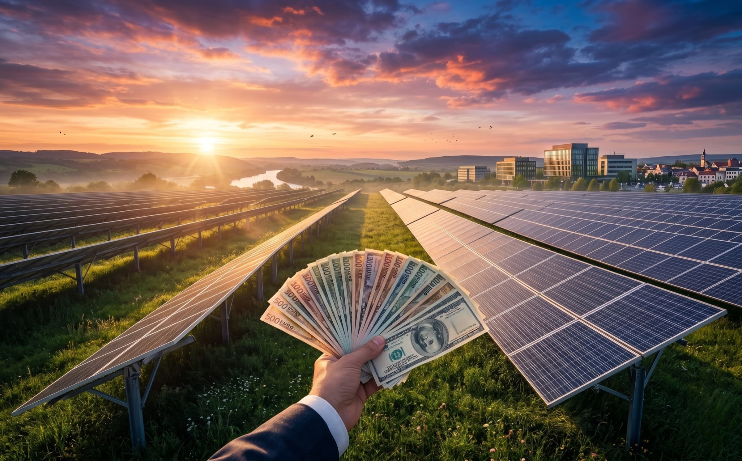 Photograph of a community solar array for Community Solar